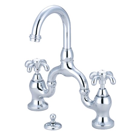 Kingston Brass KS7991TX Bridge Bathroom Faucet with Brass Pop-Up, Polished Chrome KS7991TX